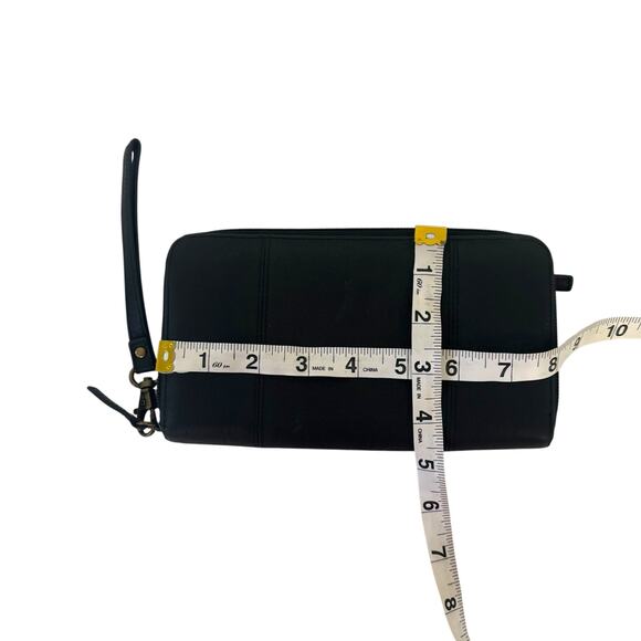 Duluth Trading Lifetime Leather Black Wristlet Wallet Clutch Zip Around Organize - Picture 10 of 10